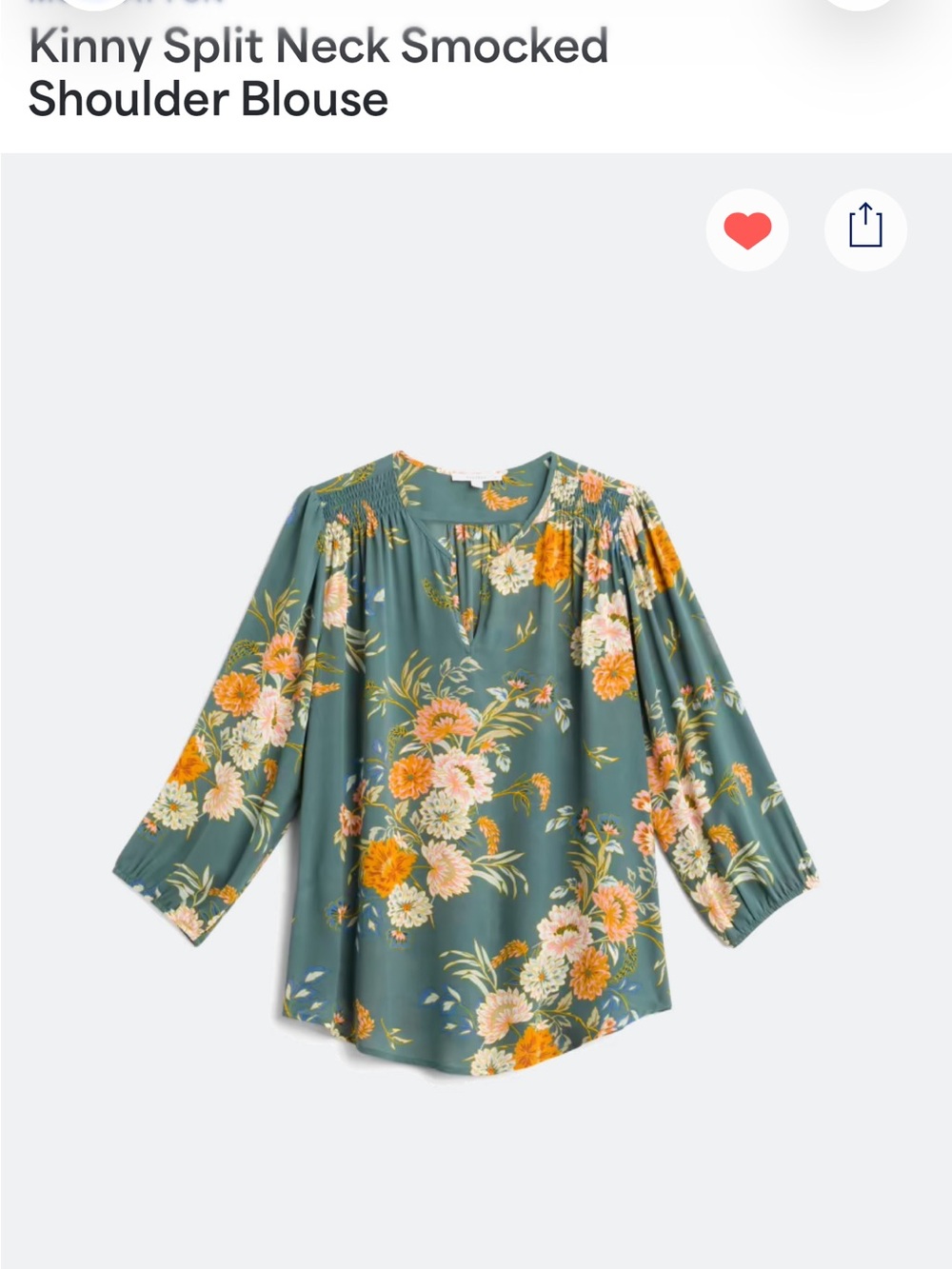 Fun 2 Fun Floral V-Neck Long Sleeve Blouse - Teal Floral from Stitch Fix